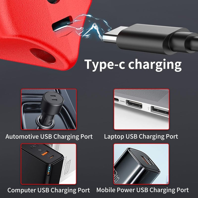 NANWEI Electric Scissors Cordless, Type-C Rechargeable Cardboard Cutter with 2 Blades,4.2V High‑torque Motor,for Thin Cardboard Fabric Carpet Leather (Red) - Image 5